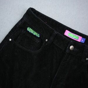 Y2K Empyre Tori Black Corduroy Pants Womens 8 28x31 Embroidered Logo Relaxed Fit